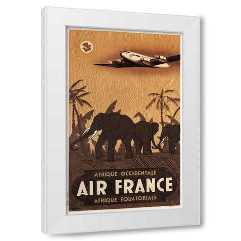 Airfrance White Modern Wood Framed Art Print by Vintage Apple Collection