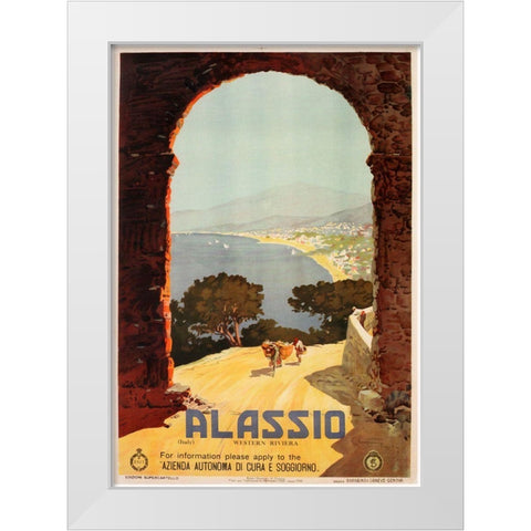 Alassio White Modern Wood Framed Art Print by Vintage Apple Collection