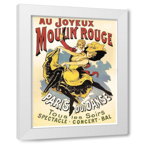 Au Joyeaux Moulinrouge White Modern Wood Framed Art Print by Vintage Apple Collection