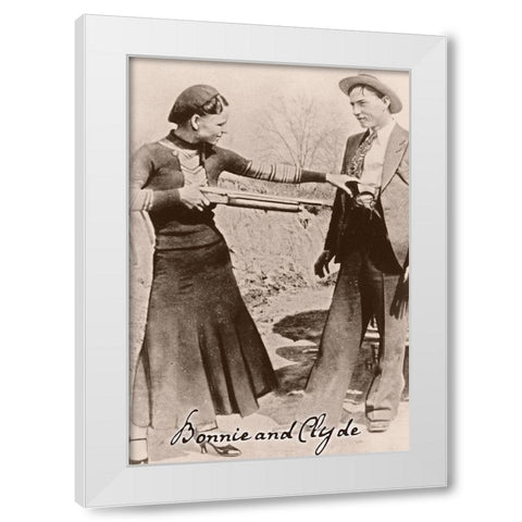 Bonnie And Clyde I White Modern Wood Framed Art Print by Vintage Apple Collection
