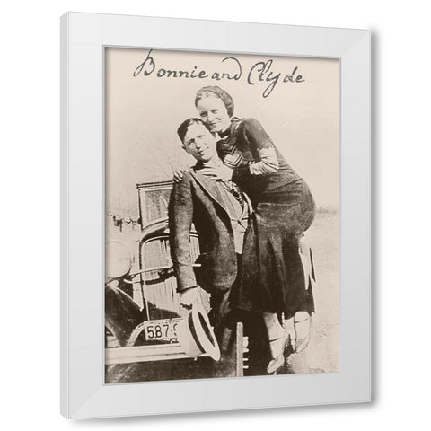 Bonnie And Clyde Ii White Modern Wood Framed Art Print by Vintage Apple Collection