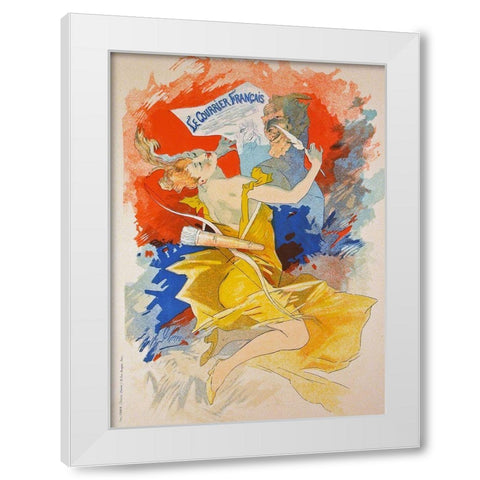 Cheret Courier Francais White Modern Wood Framed Art Print by Vintage Apple Collection