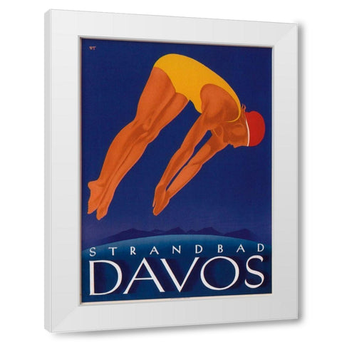Davos Beach White Modern Wood Framed Art Print by Vintage Apple Collection