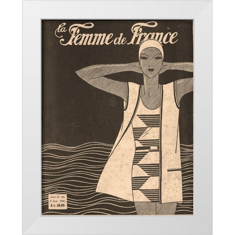 Femme De France White Modern Wood Framed Art Print by Vintage Apple Collection