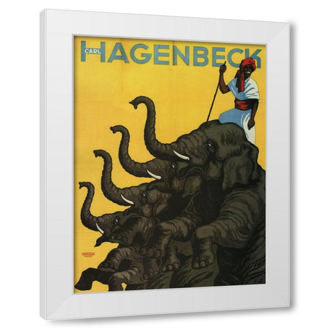 Hagenbeck White Modern Wood Framed Art Print by Vintage Apple Collection