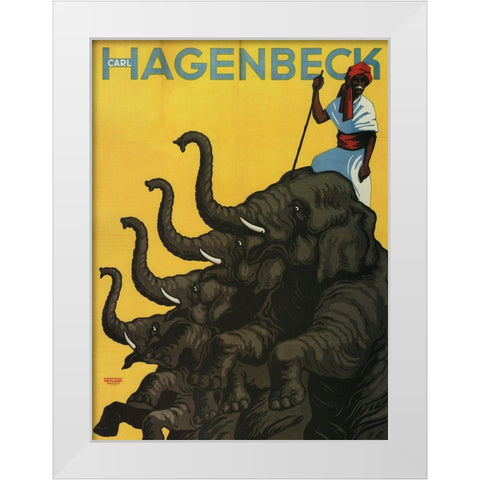 Hagenbeck White Modern Wood Framed Art Print by Vintage Apple Collection