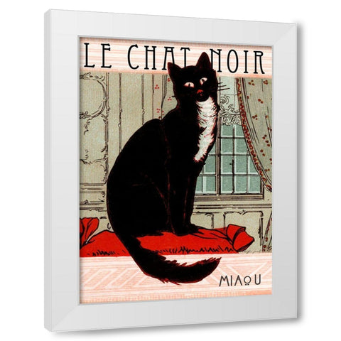 Le Chat Noir 1 White Modern Wood Framed Art Print by Vintage Apple Collection