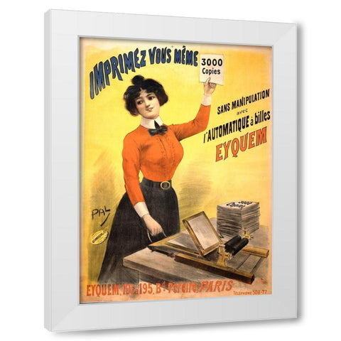 Mimeograph White Modern Wood Framed Art Print by Vintage Apple Collection