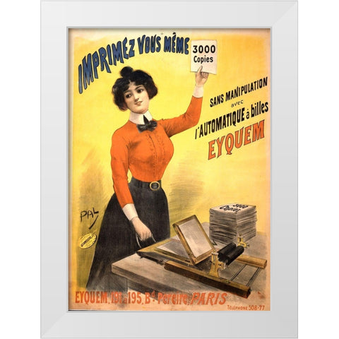 Mimeograph White Modern Wood Framed Art Print by Vintage Apple Collection