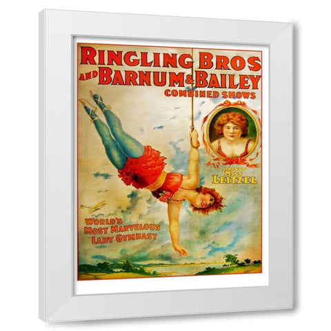 Miss Lietzel Barnum Bailey White Modern Wood Framed Art Print by Vintage Apple Collection