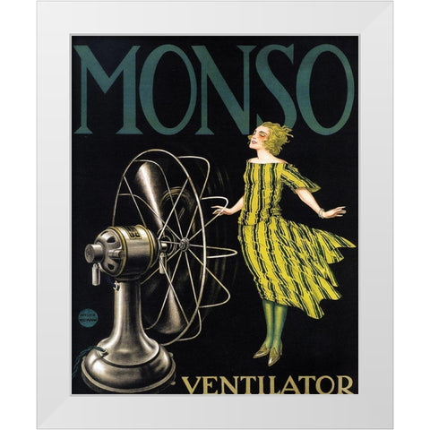 Monso Fans White Modern Wood Framed Art Print by Vintage Apple Collection