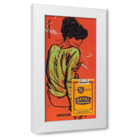 Reval Cig Germany White Modern Wood Framed Art Print by Vintage Apple Collection