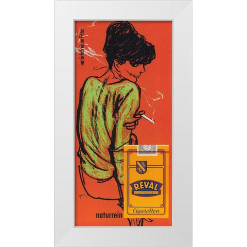 Reval Cig Germany White Modern Wood Framed Art Print by Vintage Apple Collection
