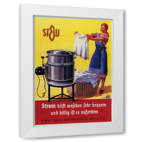 Vintage Swiss Laundry Ad White Modern Wood Framed Art Print by Vintage Apple Collection