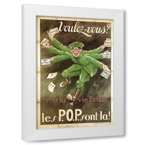 La Vie Facile White Modern Wood Framed Art Print by Vintage Apple Collection