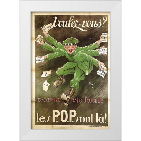 La Vie Facile White Modern Wood Framed Art Print by Vintage Apple Collection