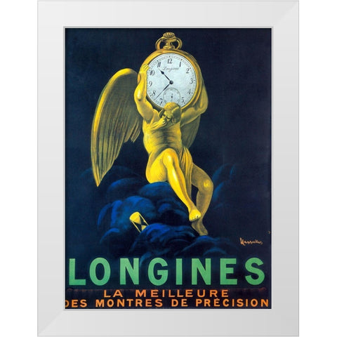 longines White Modern Wood Framed Art Print by Vintage Apple Collection