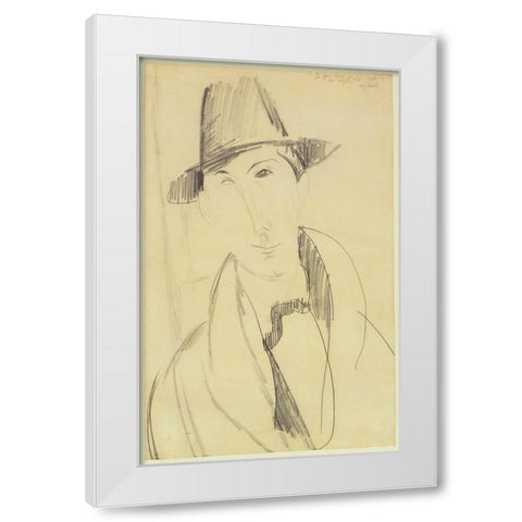 Amedeo Modigliani - Mario the Musician White Modern Wood Framed Art Print by Vintage Apple Collection