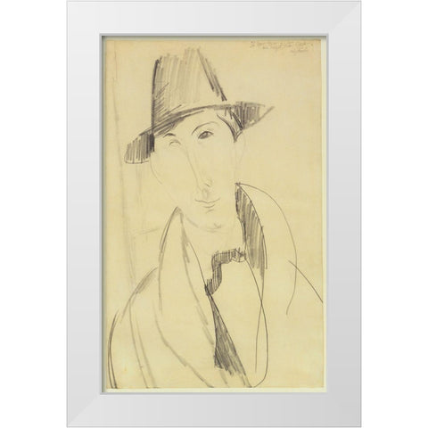 Amedeo Modigliani - Mario the Musician White Modern Wood Framed Art Print by Vintage Apple Collection