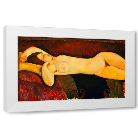 Amedeo Modigliani - Reclining Nude Arch White Modern Wood Framed Art Print by Vintage Apple Collection