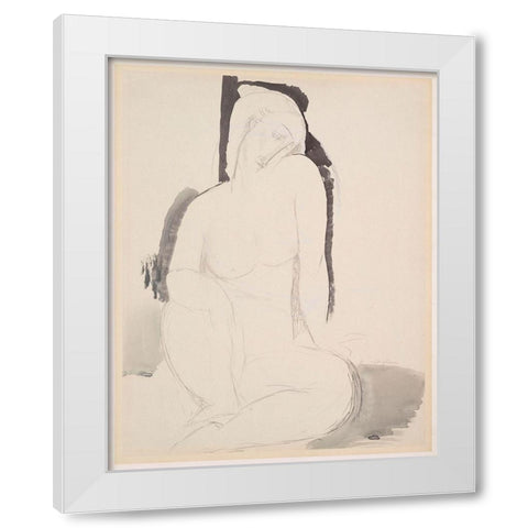 Amedeo Modigliani - Seated Nude White Modern Wood Framed Art Print by Vintage Apple Collection