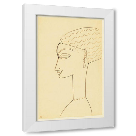 Amedeo Modigliani - Woman In Profile White Modern Wood Framed Art Print by Vintage Apple Collection