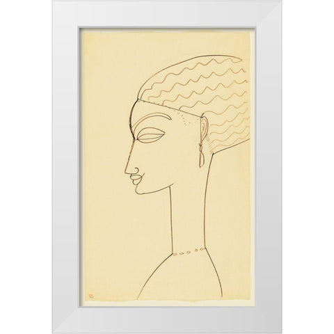 Amedeo Modigliani - Woman In Profile White Modern Wood Framed Art Print by Vintage Apple Collection