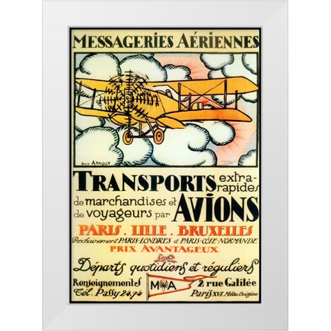 Avions White Modern Wood Framed Art Print by Vintage Apple Collection