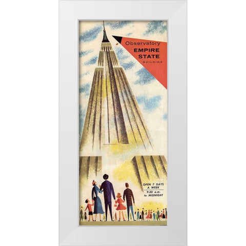 Empire State White Modern Wood Framed Art Print by Vintage Apple Collection