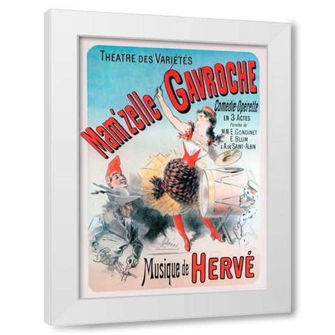 Ent Mamzelle Gavroche White Modern Wood Framed Art Print by Vintage Apple Collection