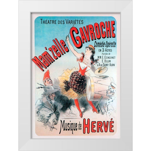 Ent Mamzelle Gavroche White Modern Wood Framed Art Print by Vintage Apple Collection