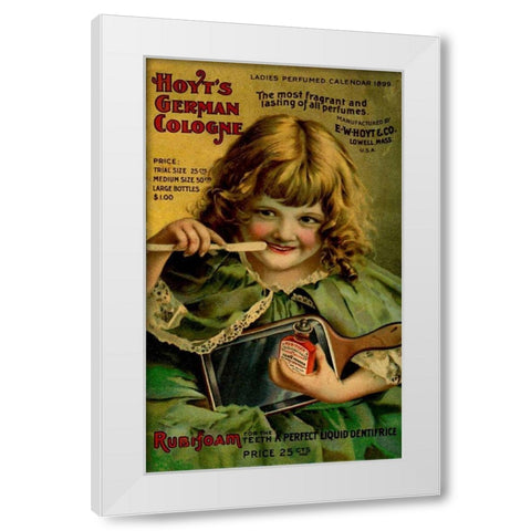 Hoyts Dentifrice Little Green Girl White Modern Wood Framed Art Print by Vintage Apple Collection