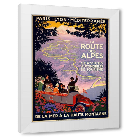 La Route Des Alpes White Modern Wood Framed Art Print by Vintage Apple Collection