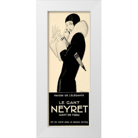 Le Gant Neyret White Modern Wood Framed Art Print by Vintage Apple Collection