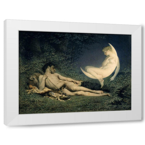 Moon Nymph White Modern Wood Framed Art Print by Vintage Apple Collection