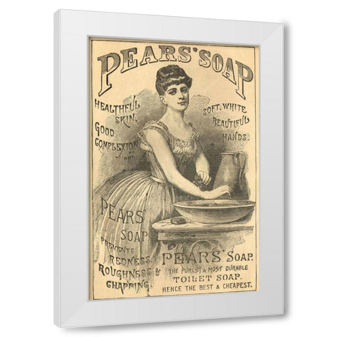 Pears Soap Washbowl White Modern Wood Framed Art Print by Vintage Apple Collection