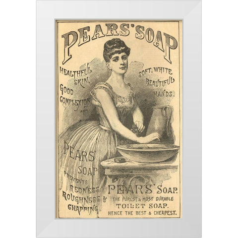 Pears Soap Washbowl White Modern Wood Framed Art Print by Vintage Apple Collection