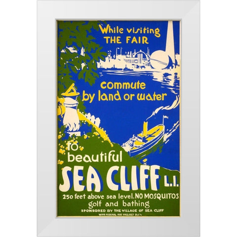 Sea Cliff White Modern Wood Framed Art Print by Vintage Apple Collection