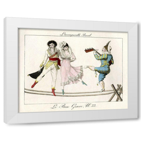 Tightrope Walkers French White Modern Wood Framed Art Print by Vintage Apple Collection