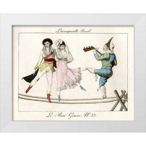 Tightrope Walkers French White Modern Wood Framed Art Print by Vintage Apple Collection