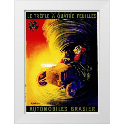 Automobiles Brasier White Modern Wood Framed Art Print by Vintage Apple Collection