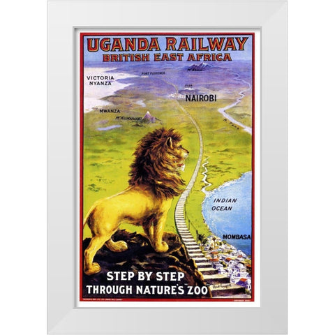 Uganda Railway White Modern Wood Framed Art Print by Vintage Apple Collection