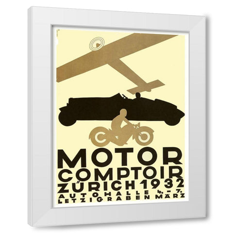 Zurich Cars White Modern Wood Framed Art Print by Vintage Apple Collection