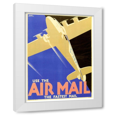 Airmail White Modern Wood Framed Art Print by Vintage Apple Collection