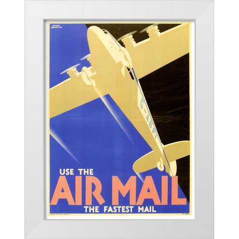 Airmail White Modern Wood Framed Art Print by Vintage Apple Collection