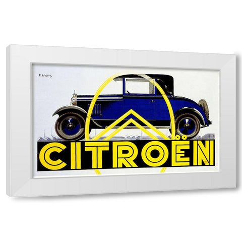 Blue Citroen White Modern Wood Framed Art Print by Vintage Apple Collection
