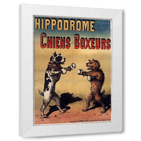 Boxer Dogs White Modern Wood Framed Art Print by Vintage Apple Collection