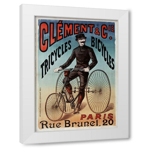 Clement Tricycles White Modern Wood Framed Art Print by Vintage Apple Collection