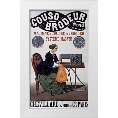 Couso Brodeur Sewing White Modern Wood Framed Art Print by Vintage Apple Collection