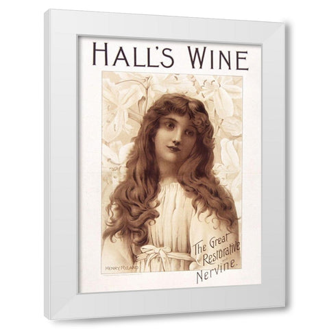 Halls Wine White Modern Wood Framed Art Print by Vintage Apple Collection